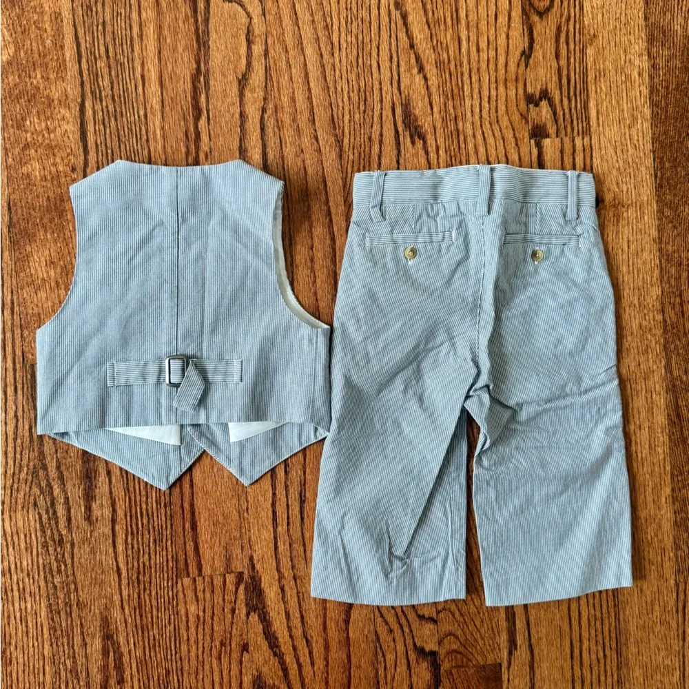 Janie & Jack Blue Striped Oxford Vest & Pants - Special Occasions - Size 6-12 mo